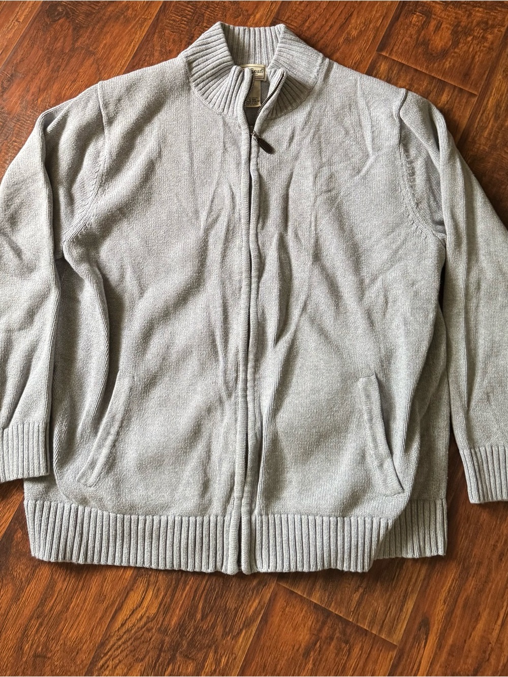L.L. Bean Light Gray Women’s Zip-Up Sweater Jacket Extra Large 100% Cotton